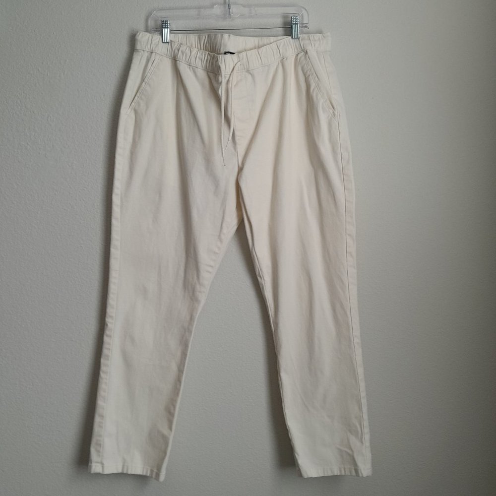 asos Design Slim Chinos With Elasticated Waist Drawcord Cream Ivory Men's 2XL